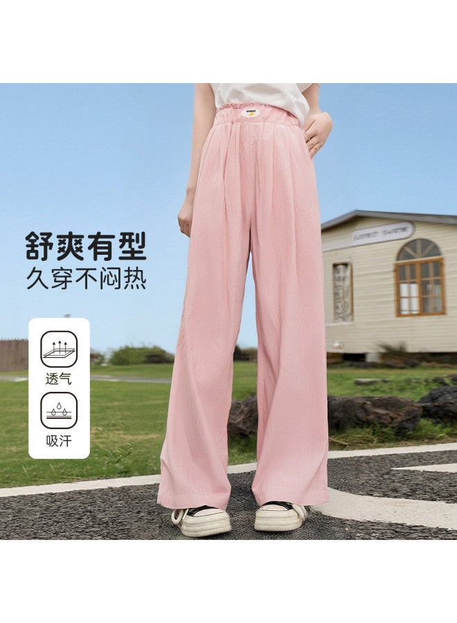 Bumblebee Girls' Mosquito-repellent Pants Thin Summer Kids' Wear Ice Silk Wide-leg Trousers Girls' Long Pants Big Kids' Yamamoto Straight Pants - Image 2