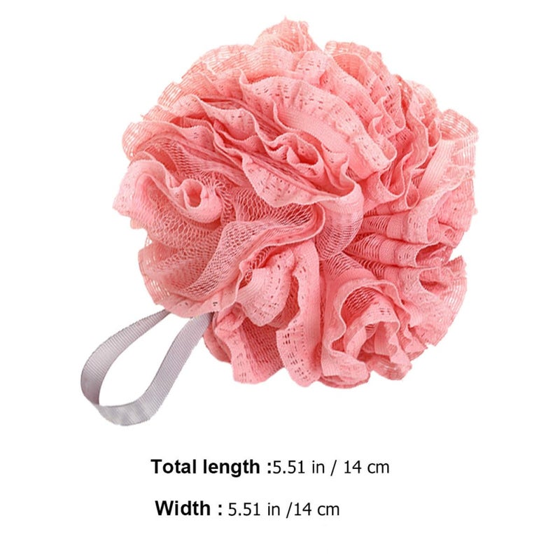 Red Lace Bath Mesh Pouf Exfoliating Scrubber Sponge Ball 3 Pack For Women Skin Care - Image 3