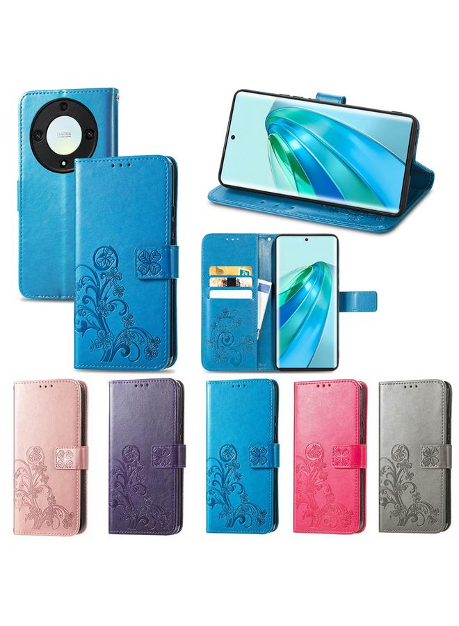 اس-توب جراب هاتف Honor X40 مصنوع من الجلد مع مشبك منقوش بأربع أوراق - Image 5