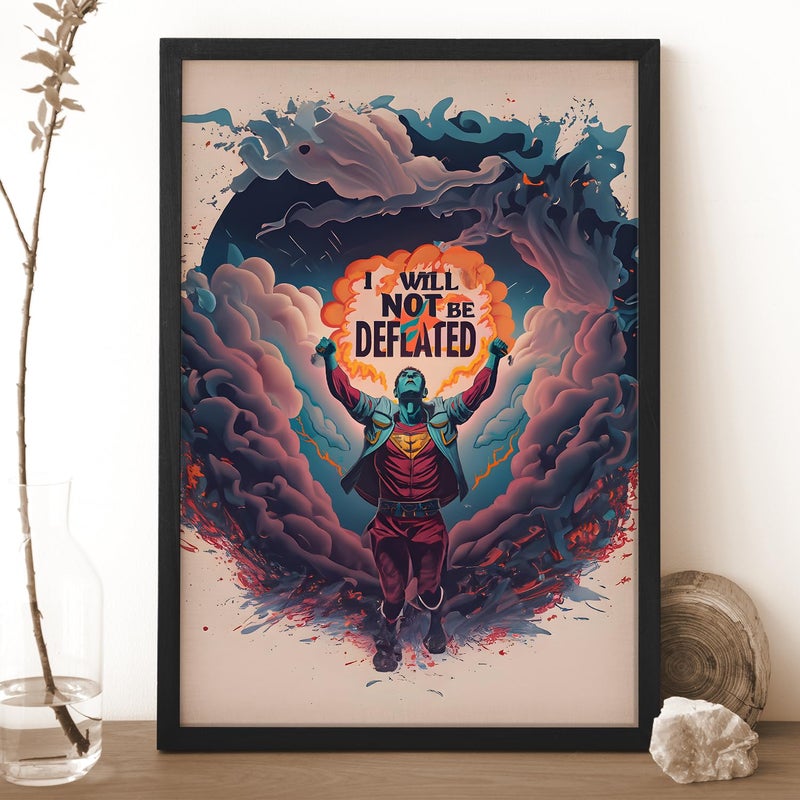 Ritwika's Ritwikas Modern Wall Art Of Boy With Motivation Quote About Victory Positivity Original Artwork Poster Framed Painting Perfect For Home Decor and Gift Size 95 x 135 Inch Set of 1 - Image 2