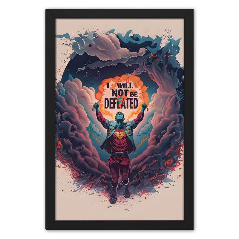 Ritwika's Ritwikas Modern Wall Art Of Boy With Motivation Quote About Victory Positivity Original Artwork Poster Framed Painting Perfect For Home Decor and Gift Size 95 x 135 Inch Set of 1 - Image 1