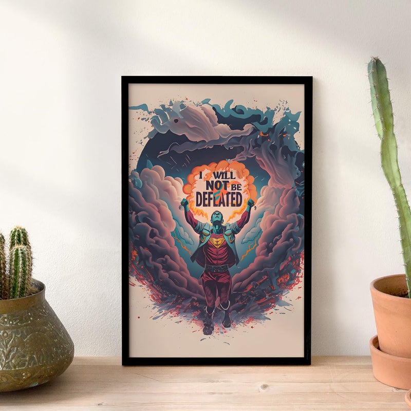 Ritwika's Ritwikas Modern Wall Art Of Boy With Motivation Quote About Victory Positivity Original Artwork Poster Framed Painting Perfect For Home Decor and Gift Size 95 x 135 Inch Set of 1 - Image 4