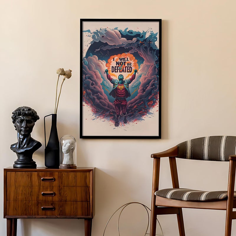 Ritwika's Ritwikas Modern Wall Art Of Boy With Motivation Quote About Victory Positivity Original Artwork Poster Framed Painting Perfect For Home Decor and Gift Size 95 x 135 Inch Set of 1 - Image 5