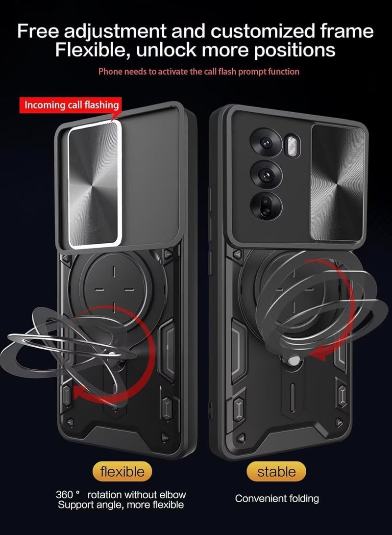 for realme C75 4G Case, Slide Camera Lens Cover, Magnetic Ring Holder Kickstand Protective Phone Case for realme C75 4G, Black  - Image 5