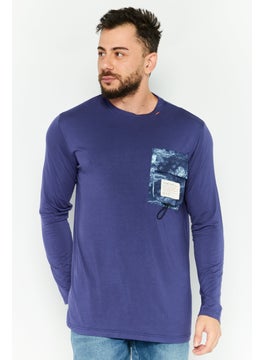 Men Sportswear Fit Long Sleeves Outdoors T-Shirt, Blue