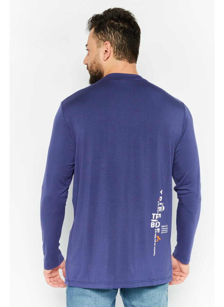 TRIBE OF 6 - Men Sportswear Fit Long Sleeves Outdoors T-Shirt, Blue - Image 1