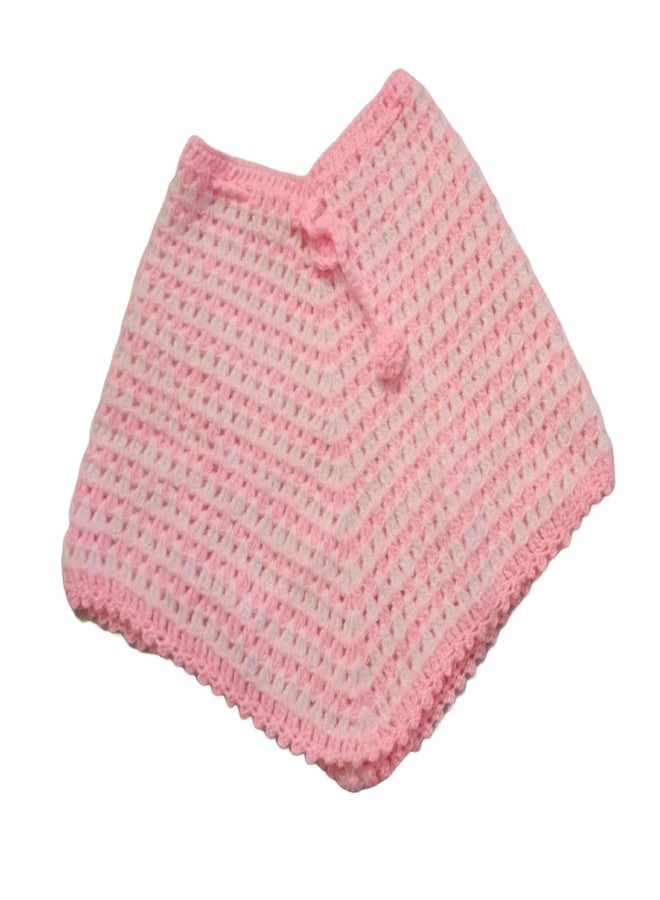 VIYODHAR Hand Made Crochet Woolen Designer Poncho for 6-12 Months Baby Girls (Color, Pink With White) - Image 5