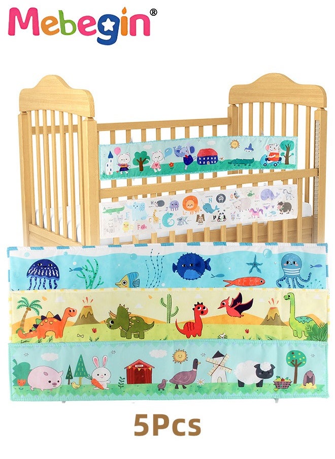 MEBEGIN 5PCS Baby Cloth Books with Strings and Sounds, Nontoxic Washable Cloth Books with Multiple Themes, Creative Sensory Toys, Colorful Early Education Toys, Suitable for Baby's Crib  - Image 1