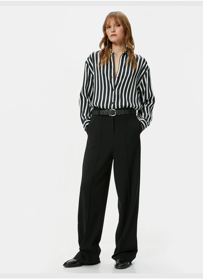 كوتون Buttoned Long Sleeve Satin Shirt