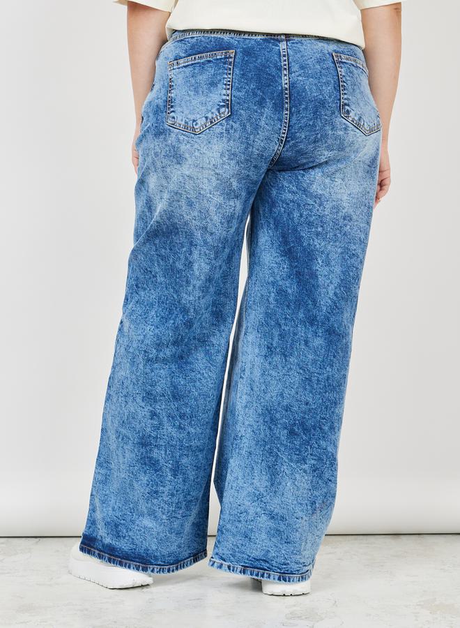 Styli Acid Wash Wide Leg Jeans - Image 4