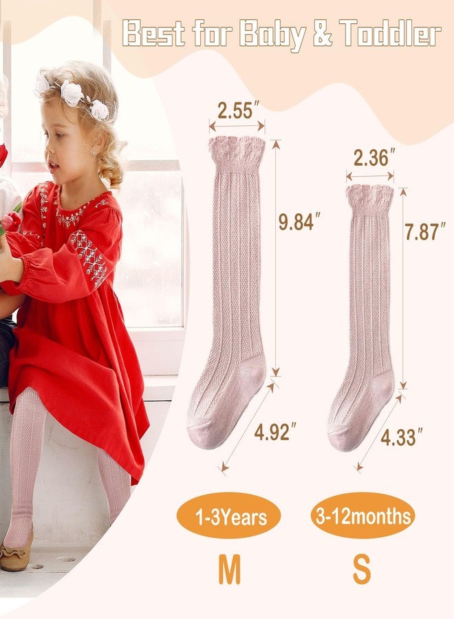 Zando Baby Knee High Socks Organic Cotton Baby Long Ruffle Socks 0-6 Months Toddler Knee Stockings Seamless Toe Toddler Girl White Stockings for Dress School Daily Wear 0-12 Months - Image 2