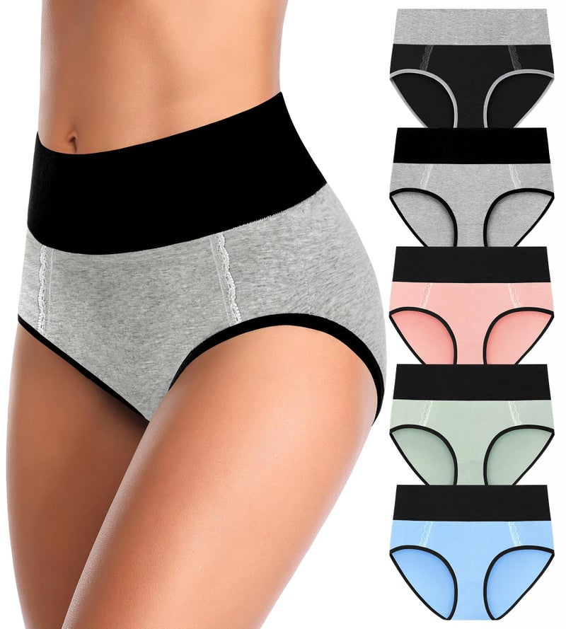 MISSWHO Cotton Womens Underwear Soft Comfortable Full Coverage Panties For Women Breathable C Section Briefs Ladies 5 Pack Medium - Image 1