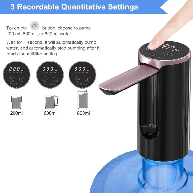 QLECT Magic Automatic Electric Water Dispenser Pump for 20 Litre Bottle Portable Water Pump Dispenser for Home, Office, and Outdoors | 1200 mAh C-Type Fast Charging Battery - Image 4