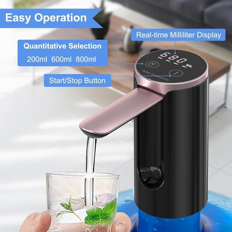 QLECT Magic Automatic Electric Water Dispenser Pump for 20 Litre Bottle Portable Water Pump Dispenser for Home, Office, and Outdoors | 1200 mAh C-Type Fast Charging Battery - Image 3