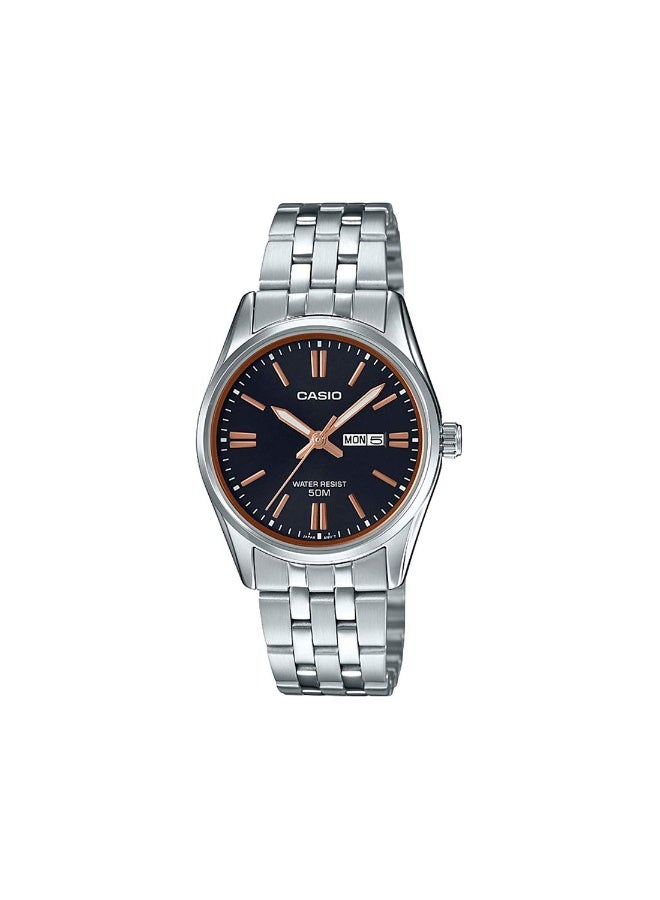 Casio Women's Watch - LTP-1335D-1A2VDF Black Dial, Silver Band - Image 1