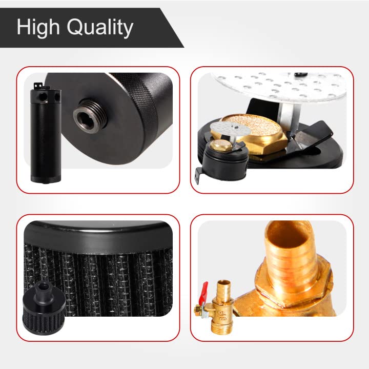 YESHMA Universal 750ml Billet Aluminum Baffled 2-Port Oil Catch Can Reservoir Tank with Breather Filter With Drain Valve - Image 5