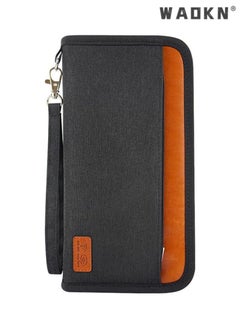 WAOKN Travel Passport Holder, Family RFID Blocking Waterproof Document Organizer Case for Passports, ID Cards, Credit Cards, Flight Tickets, Money and Other Travel Accessories (black)  - Image 1