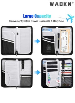 WAOKN Travel Passport Holder, Family RFID Blocking Waterproof Document Organizer Case for Passports, ID Cards, Credit Cards, Flight Tickets, Money and Other Travel Accessories (black)  - Image 3