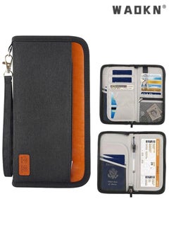 WAOKN Travel Passport Holder, Family RFID Blocking Waterproof Document Organizer Case for Passports, ID Cards, Credit Cards, Flight Tickets, Money and Other Travel Accessories (black)  - Image 2