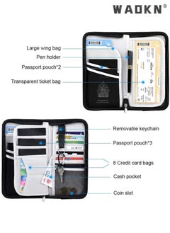 WAOKN Travel Passport Holder, Family RFID Blocking Waterproof Document Organizer Case for Passports, ID Cards, Credit Cards, Flight Tickets, Money and Other Travel Accessories (black)  - Image 4