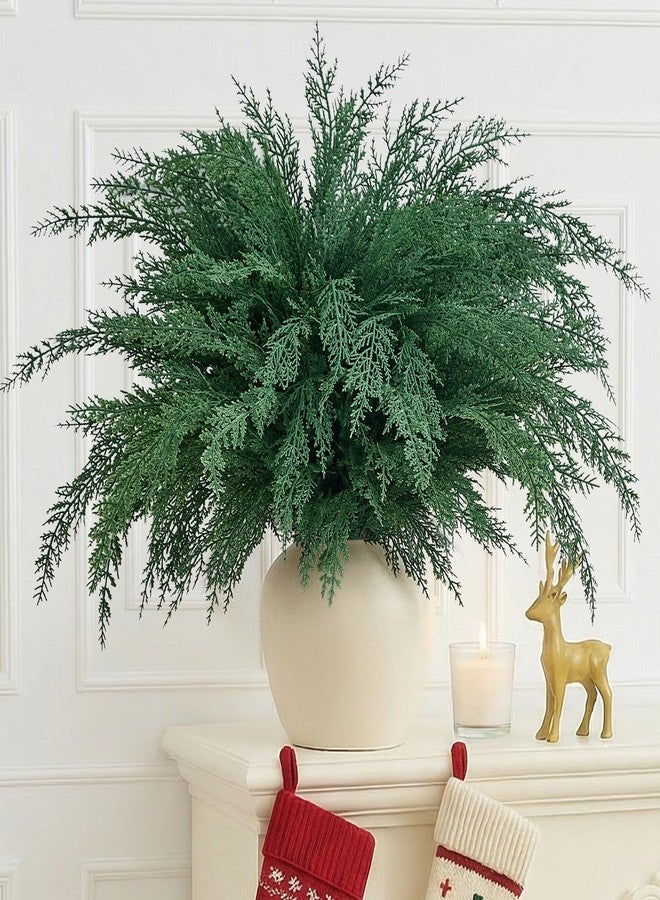 NUTIKAS Christmas Cypress Stems for Vases Cedar - Real Touch Realistic Artificial Faux Greenery Pine Branches Fillers and Holiday Home Decor 18 inch Long 10 Pcs - Image 1