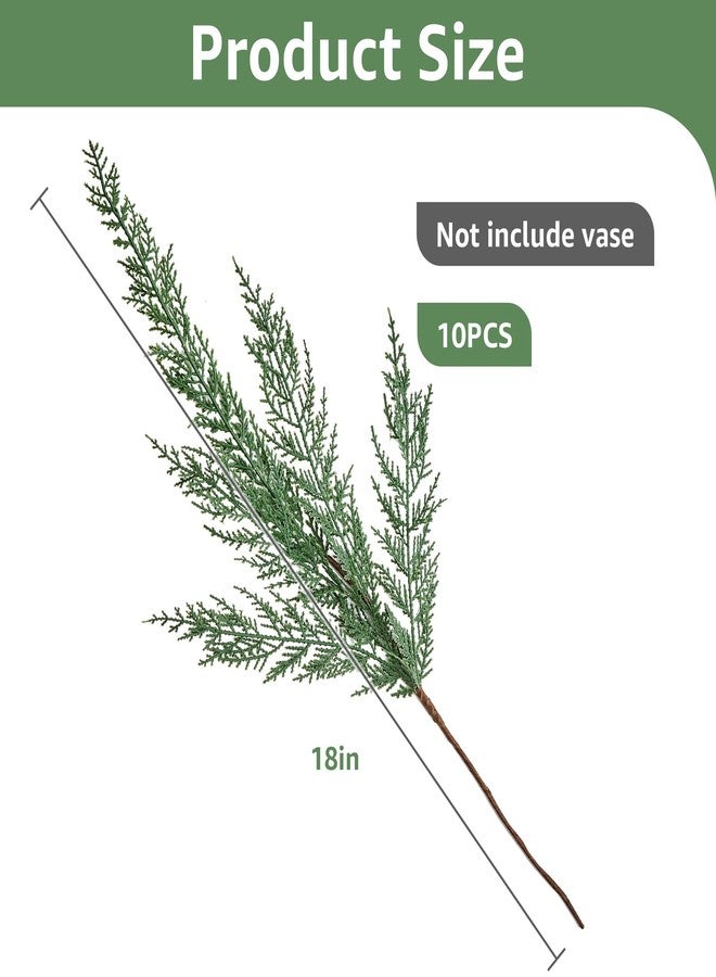 NUTIKAS Christmas Cypress Stems for Vases Cedar - Real Touch Realistic Artificial Faux Greenery Pine Branches Fillers and Holiday Home Decor 18 inch Long 10 Pcs - Image 2