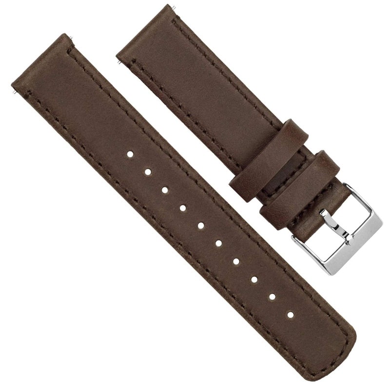 BARTON WATCH BANDS Quick Release Top Grain Leather Watch Band Strap, Saddle Leather/Saddle Stitching, 22mm - Image 3