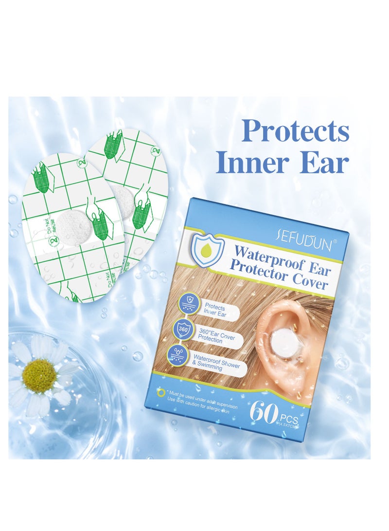Sefudun 60 PCS Silicone Gel Ear Stickers, PU Material Film, Baby Bath Ear Stickers, Baby Ear Safety Stickers Waterproof, Anti-Wear Shoe Stickers, Heel Blister Protection, Invisible Patch (Transparent Color)  - Image 2