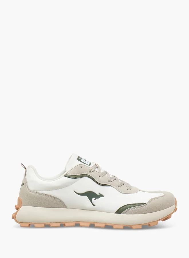 كانغاروس Men's Logo Print Sports Shoes with Lace-Up Closure