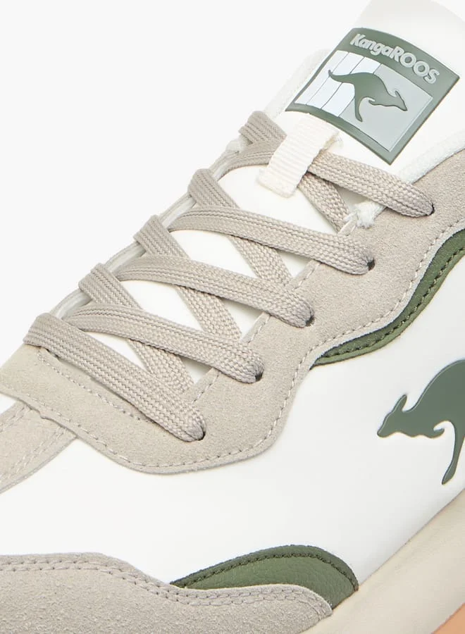 كانغاروس Men's Logo Print Sports Shoes with Lace-Up Closure