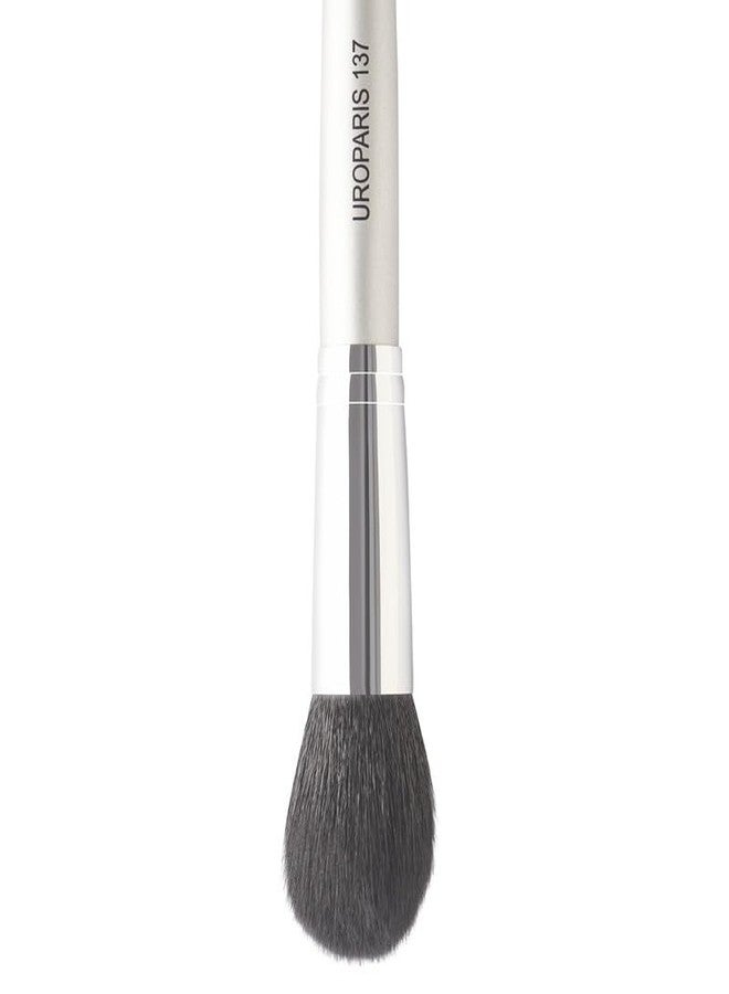 UROPARIS 137 Powder/Blush Brush | Natural Hair for Precise Application on Cheeks or Loose Powder All Over Face | Wooden Handle with Brass Accents - Silver (1 Piece) - Image 3