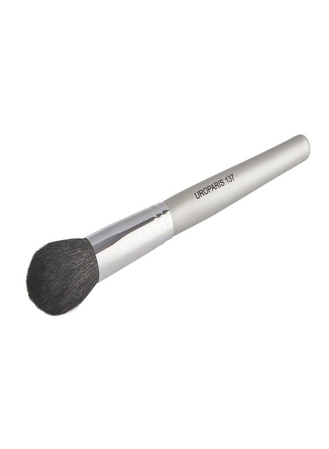 UROPARIS 137 Powder/Blush Brush | Natural Hair for Precise Application on Cheeks or Loose Powder All Over Face | Wooden Handle with Brass Accents - Silver (1 Piece) - Image 2