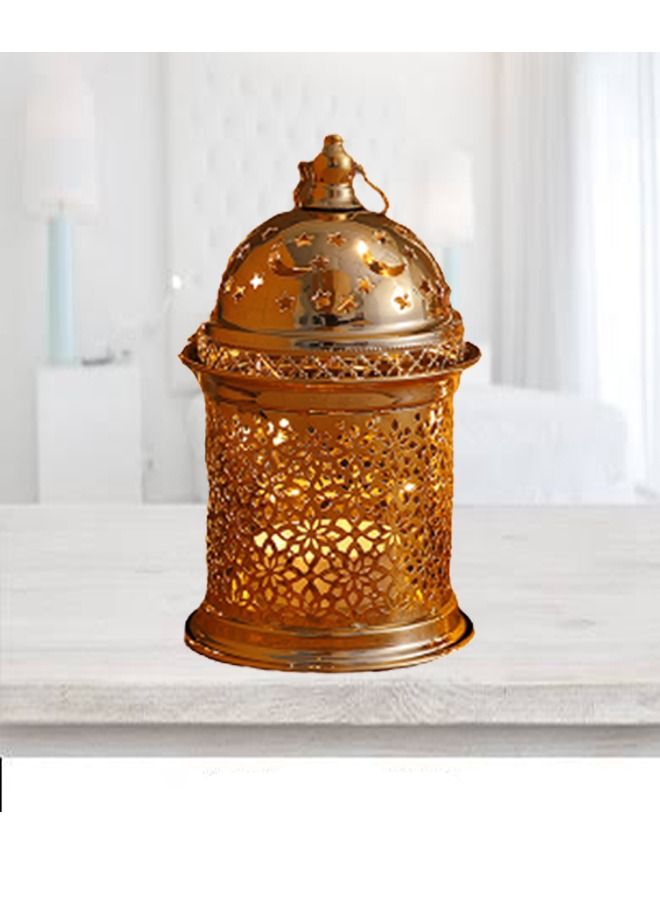 fashionhome شمعة موسيقية مجوفة من الذهب والنحاس لرمضان، مصباح قبة إضاءة، ديكور منزلي مسلم لعيد الفطر - Image 3