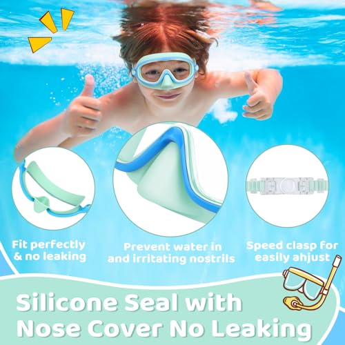 Vvinca 2 Pcs Kids-Swim-Goggles with Nose Cover, Swimming Diving Mask Wide View Anti Fog UV Anti Shattered Lens for Kids 3-5 - Image 4