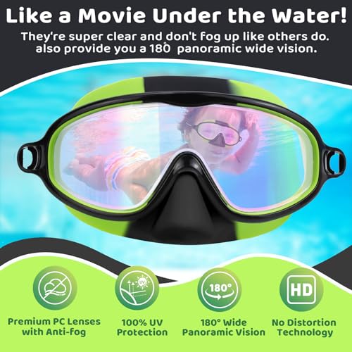 Vvinca 2 Pcs Kids-Swim-Goggles with Nose Cover, Swimming Diving Mask Wide View Anti Fog UV Anti Shattered Lens for Kids 3-5 - Image 5