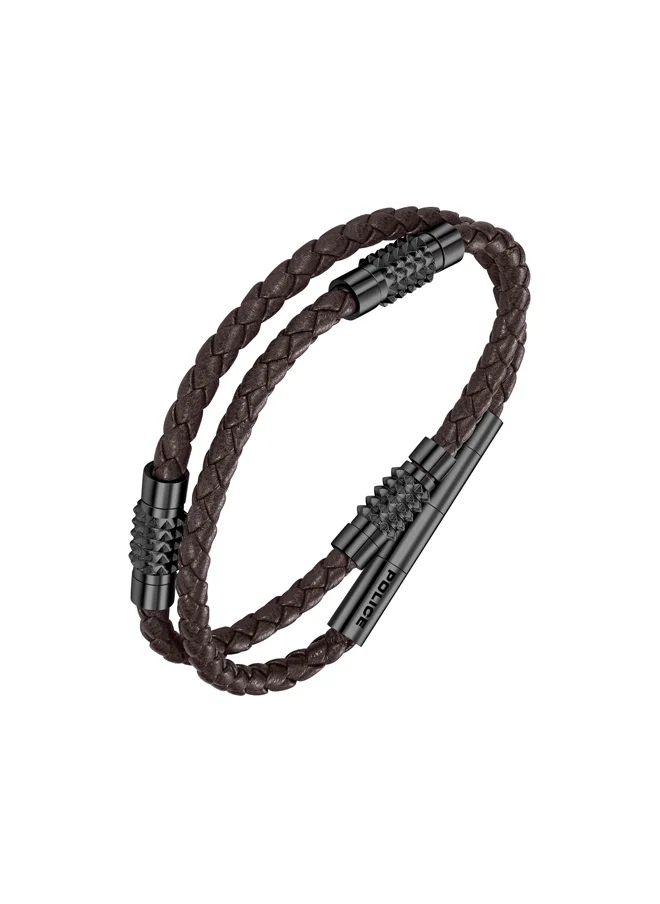 POLICE Kingpins Bracelet For Men Stainless Steel With Brown LeatherPEAGB0005429