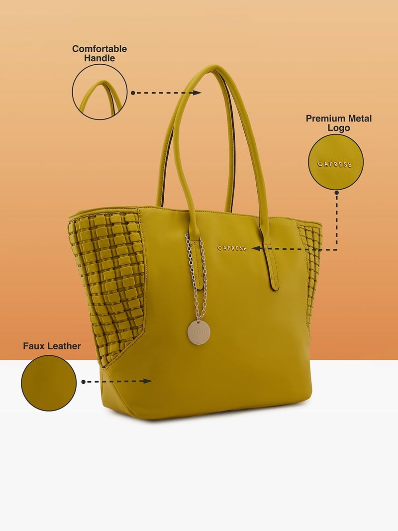 Caprese Havana Tote Large Pastel Yellow Shoulder Bag for Women Stylish, Spacious Design, Multi-Compartment, Durable, Comfortable Straps for Work, Travel, Shopping & Daily Use - Image 5