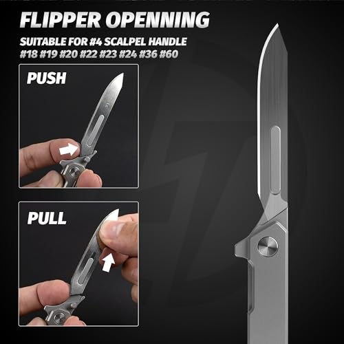 OLITANS T029 Folding Scalpel Knife, Slim Titanium alloy handle, 60 Stainless Steel Blade Pocket Knife 1.23oz - Image 4