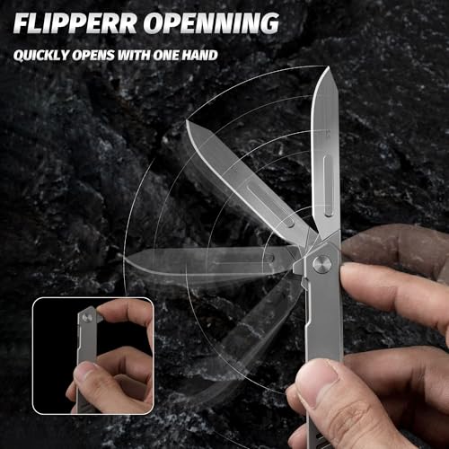 OLITANS T029 Folding Scalpel Knife, Slim Titanium alloy handle, 60 Stainless Steel Blade Pocket Knife 1.23oz - Image 3