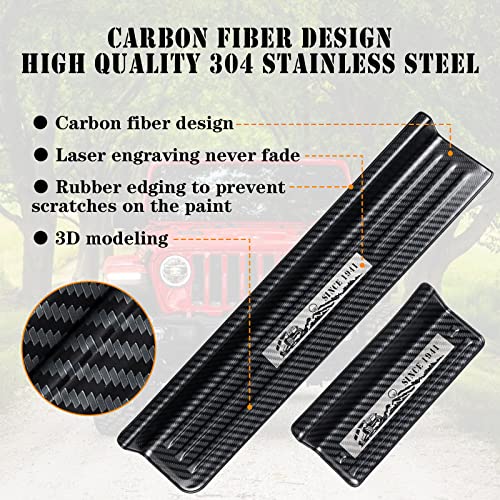 Rowa Door Sill Guards for Jeep 2018-2025 Wrangler JL JLU & 2020-2025 Gladiator JT, Carbon Fiber Pattern 304 Stainless Steel Door Entry Guard Full Coverage for Door Sill Protector (Patent Design) - Image 4