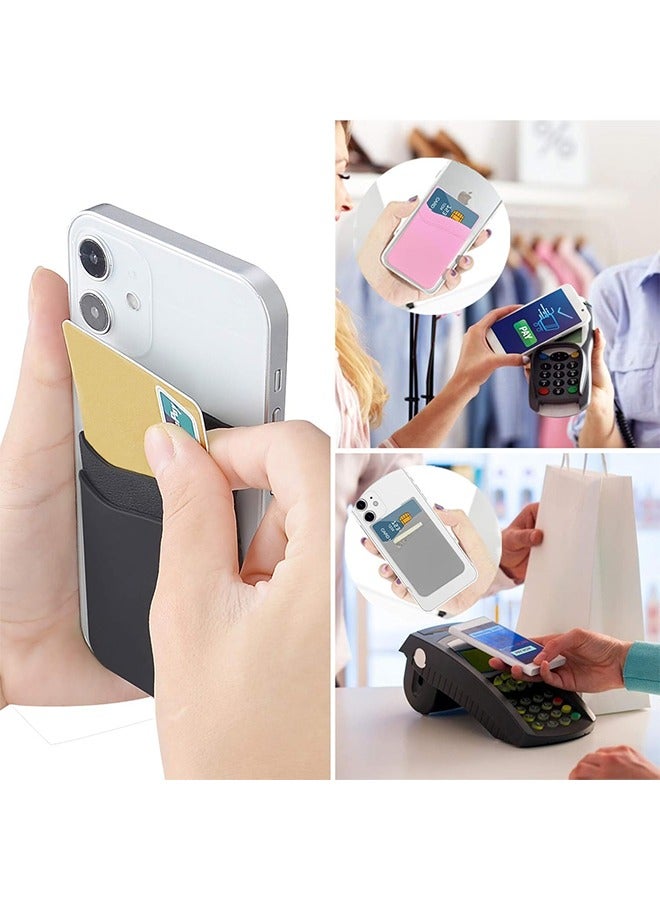 HY Card Holder for Back of Phone, Phone Wallet Stick-on Credit Card Sleeve Pocket Silicone Cell Phone Pouch Compatible for iPhone,Samsung Galaxy and Most SamrtPhones 4 Pack  - Image 2