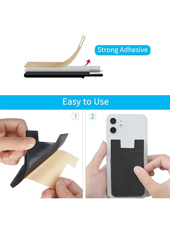 HY Card Holder for Back of Phone, Phone Wallet Stick-on Credit Card Sleeve Pocket Silicone Cell Phone Pouch Compatible for iPhone,Samsung Galaxy and Most SamrtPhones 4 Pack  - Image 4