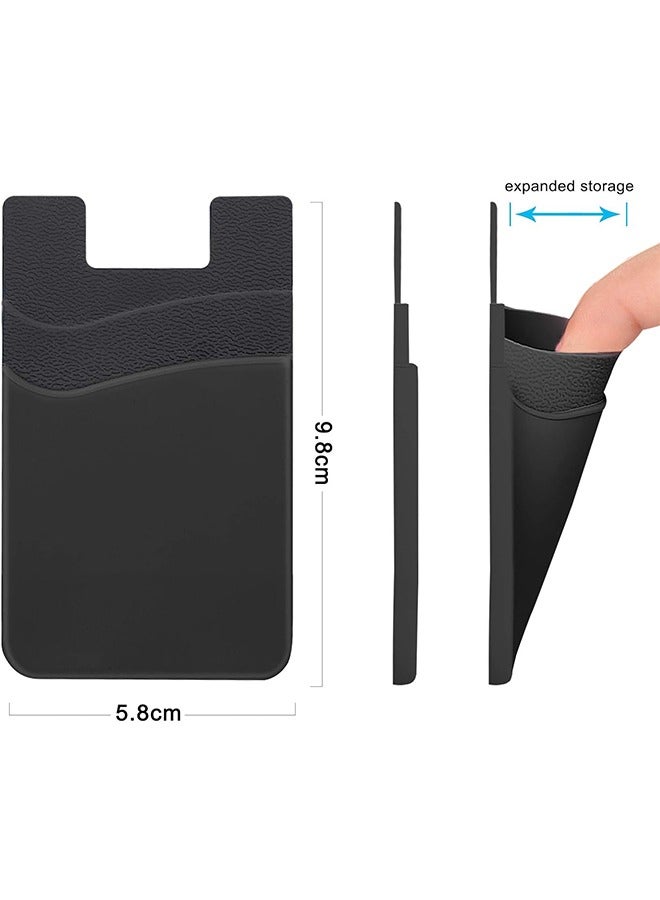 HY Card Holder for Back of Phone, Phone Wallet Stick-on Credit Card Sleeve Pocket Silicone Cell Phone Pouch Compatible for iPhone,Samsung Galaxy and Most SamrtPhones 4 Pack  - Image 5