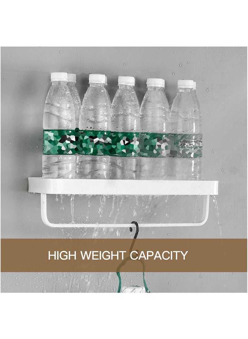 Arabest Bathroom Shelves Wall Mounted Glass Shelves for Bathroom Floating Shelf with Towel Holder Glass Shower Shelf 2 Tier Bathroom Wall Organizer-White  - Image 4