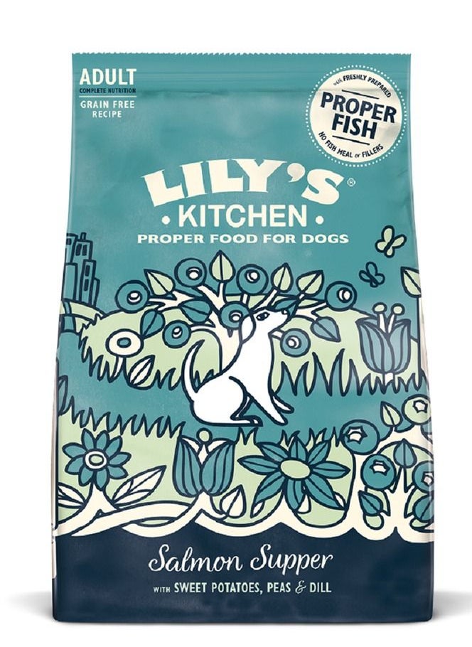 Lily's Kitchen Salmon Supper with Sweet Potatoes, Peas & Dill Adult Dog Dry Food 1 kg 