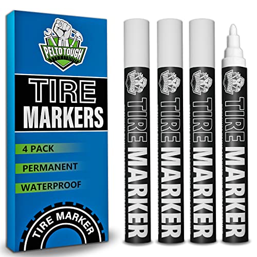 Pelto White tire Paint Marker for Car Tire Lettering - 4 Pack - Permanent Tire Paint Pens with Weatherproof Ink Designed to Last on Car Tires and Many Other Materials - Image 5
