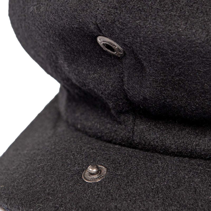 JANGOUL Men Wool Blend 8 Panel Newsboy Cap Tweed Cabbie Hat Snap Brim (Black, 7 5/8) - Image 2