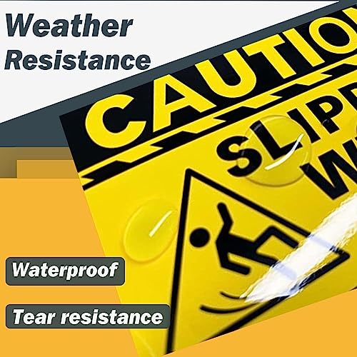 Well Tile 4 Pack Caution Floor Slippery When Wet Sign 5 x 8 Inch Vinyl Wet Floor Signs Slippery Warning Signs Be Careful Watch Your Step Sign Sticker Caution Stickers - Image 3