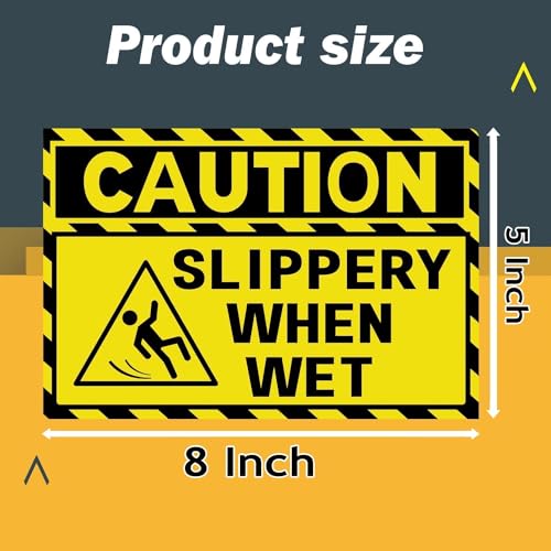 Well Tile 4 Pack Caution Floor Slippery When Wet Sign 5 x 8 Inch Vinyl Wet Floor Signs Slippery Warning Signs Be Careful Watch Your Step Sign Sticker Caution Stickers - Image 2