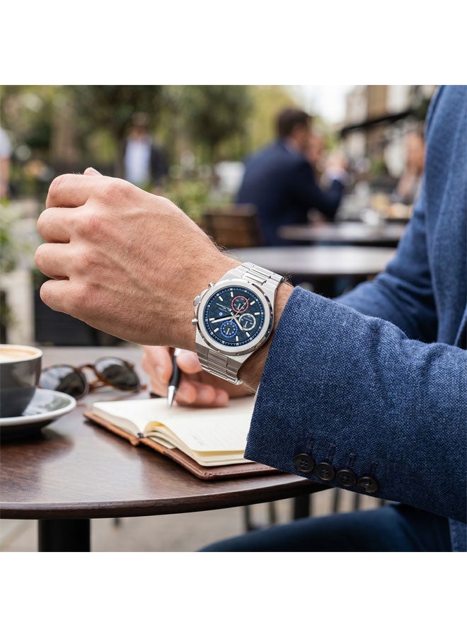 Ben Sherman Manchester  Blue Dial Stainless Steel Bracelet Chronograph Watch for Men, 43mm - Image 5